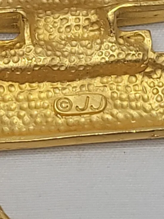 Vtg Signed JJ Brooch Mouse Error Gold-Tone Computer & Cat Dangling Pin Quirky 19 - Picture 9 of 10